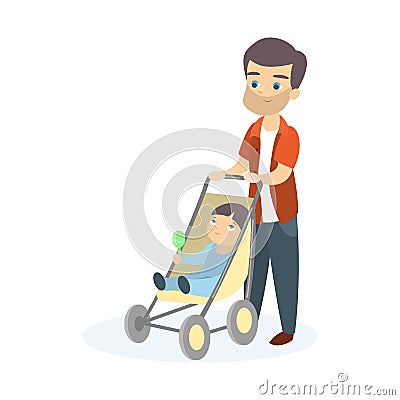 Dad with son. Vector Illustration