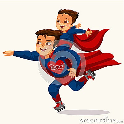 Dad is superhero flat colorful poster Vector Illustration