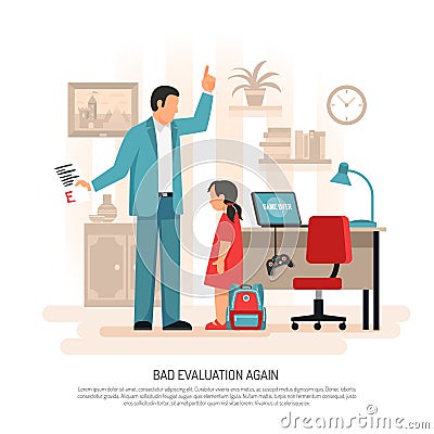 Daddy Child Flat Composition Vector Illustration