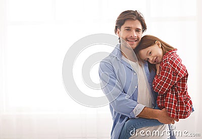 Daddy and little girl bonding over white background Stock Photo