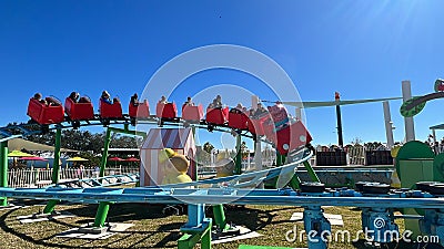Daddy Pigs Roller Coaster Ride at Peppa Pig Theme Park in Cypress Gardens, Florida Editorial Stock Photo