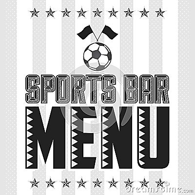 Sports Bar Menu Cover Design template, Soccer theme restaurant Vector Illustration