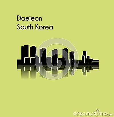 Daejeon, South Korea city silhouette Vector Illustration
