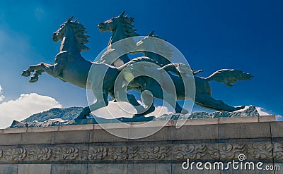 Statue of heavenly horses Editorial Stock Photo