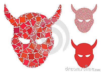 Daemon head Composition Icon of Bumpy Parts Vector Illustration