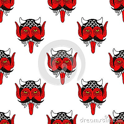 Daemon illustration traditional tattoo flash seamless doodle pattern Cartoon Illustration