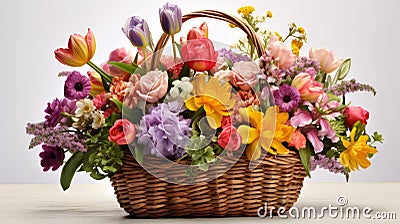 daffodils easter basket flowers Cartoon Illustration