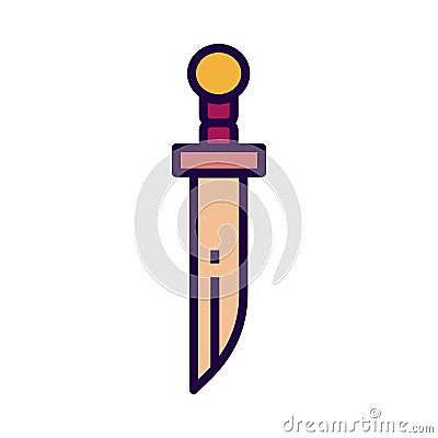 Dagger icon in flate stile and pixel perfect technique. Vector Illustration