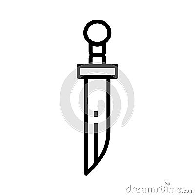 Dagger icon in line style and pixel perfect technique. Vector Illustration