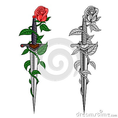 Dagger with rose Stock Photo