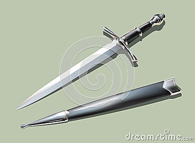 Dagger and scabbard Vector Illustration