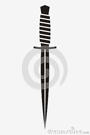 Dagger Silhouette. Military Combat Knife. Simple Element That You Can Use in Any of Your Design Projects. Logo or Tattoo. Sticker Vector Illustration