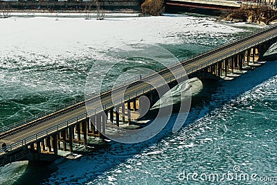 Daguan Bridge over the Baihe river wetland Stock Photo