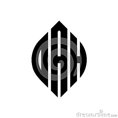 DAH circle letter logo design with circle and ellipse shape. DAH ellipse letters with typographic style. The three initials form a Vector Illustration