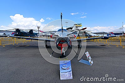 Daher-Socata TBM 900 single turboprop passenger plane on display at Singapore Airshow Editorial Stock Photo