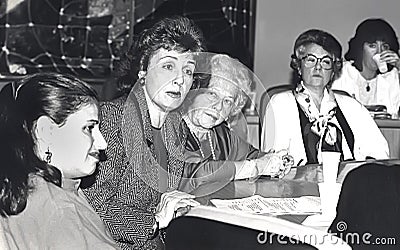 Dahlia Itzik, Susan Alter and Ann Lewis at 2nd International Jewish Feminists Conference in Jerusalem in 1989 Editorial Stock Photo