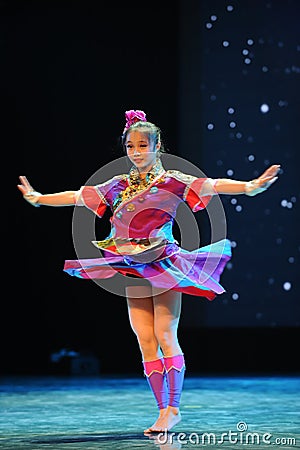 The Dai nationality girl-Folk dance Editorial Stock Photo