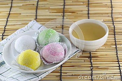Daifuku of dessert Japanese and hot tea. Stock Photo