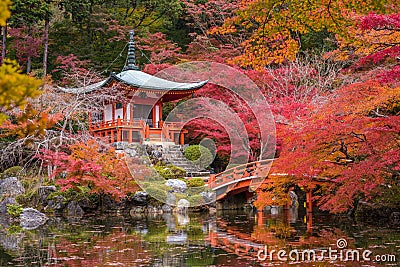 Daigoji temple in maple trees, momiji season, Kyoto, Japan Stock Photo