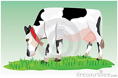 Dairy caw with grass Vector Illustration