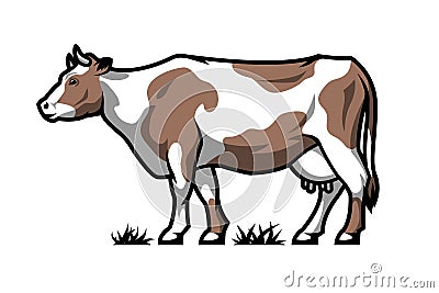 Dairy cow. Farm animal. Color option. Vector illustration. Vector Illustration