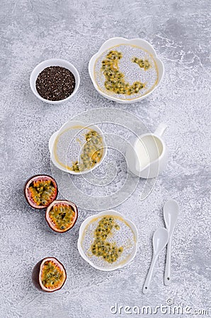 Dairy dessert chia seeds Stock Photo