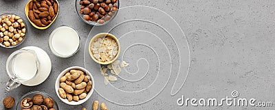 Dairy free milk concept,top view, copy space Stock Photo