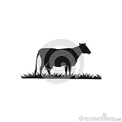 Dairy milk and grass vector logo simple Vector Illustration