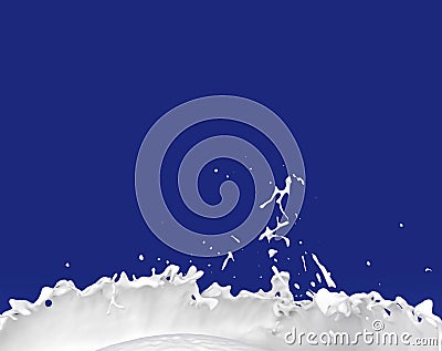 Dairy milk splash on blue background 3D illustration liquid Cartoon Illustration