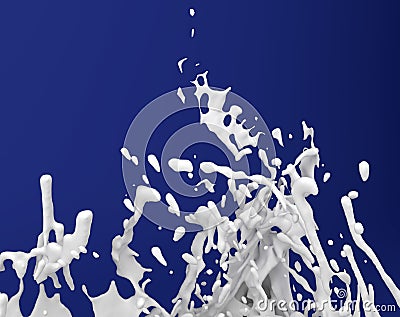 Dairy milk splash on blue background 3D illustration Cartoon Illustration