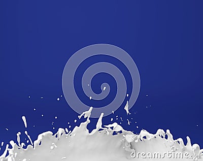 Dairy milk splash on blue background 3D illustration Cartoon Illustration