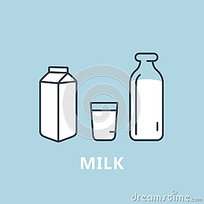 Dairy products icon - milk package, bottle of milk Vector Illustration