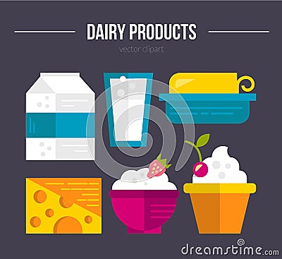 Dairy Products Vector Illustration
