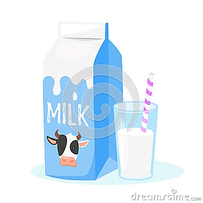 Dairy products: milk packing Vector Illustration