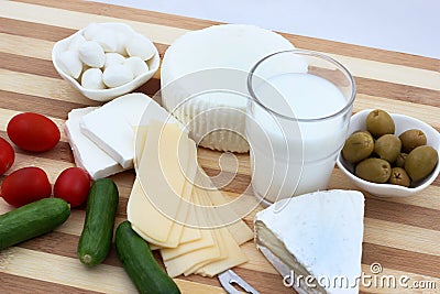 Dairy products for Shavuot traditional meal Stock Photo