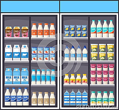 Dairy shop. Supermarket Vector Illustration