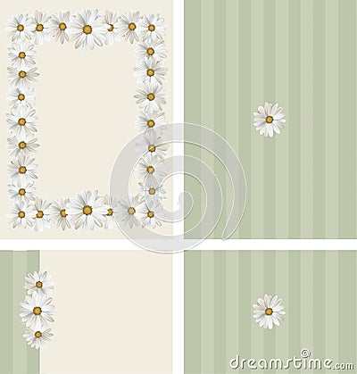 Daisies border wedding invitation set Cartoon Illustration