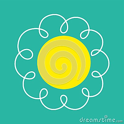 Daisy Camomile. White chamomile icon. Line doodle. Growing concept. Cute round flower plant collection. Love card symbol. Flat Vector Illustration