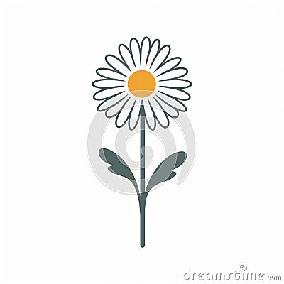 Minimalist Daisy Flower Icon On White Background Stock Photo