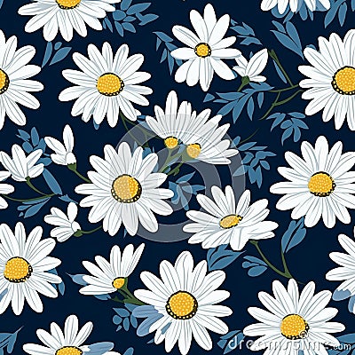 Daisy Harmony Floral Pattern Art Stock Photo