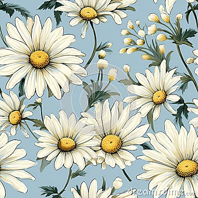 Daisy Harmony Floral Pattern Art Stock Photo