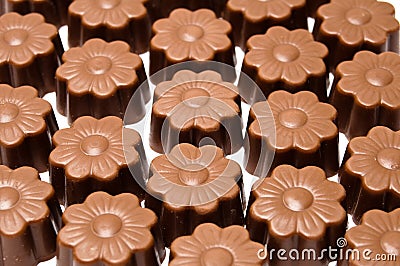 Daisy shaped chocolate assortment Stock Photo