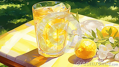daisy summer yellow background Cartoon Illustration