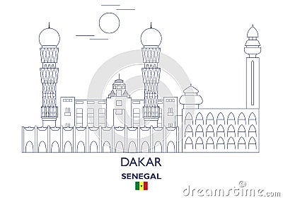 Dakar City Skyline, Senegal Vector Illustration