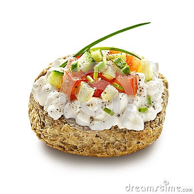 Dakos with cottage cheese Stock Photo