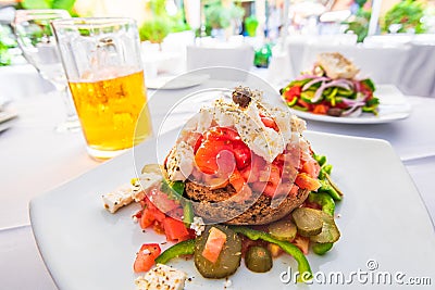 Dakos, Cretan Salad, Greece cuisine Stock Photo