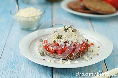 A traditional Cretan dish Dakos Stock Photo