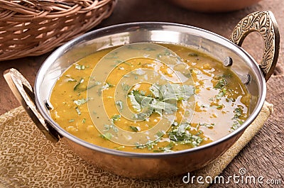 Dal curry on wooden background Stock Photo