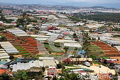 Dalat - Vietnam - Urban growth versus agriculture Stock Photo