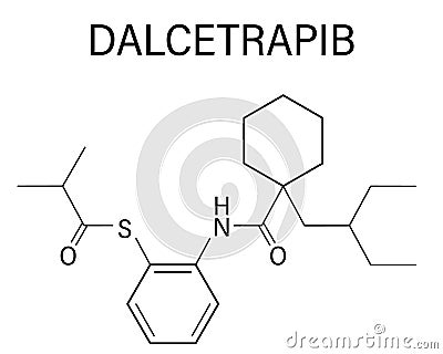 Dalcetrapib hypercholesterolemia drug molecule. Skeletal chemical formula. Vector Illustration